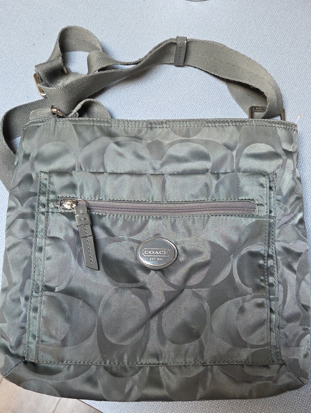 Coach Olive Green/ Gray Signature Crossbody Bag